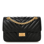 Aged Calfskin Chevron Quilted 2.55 Reissue Mini Flap Black