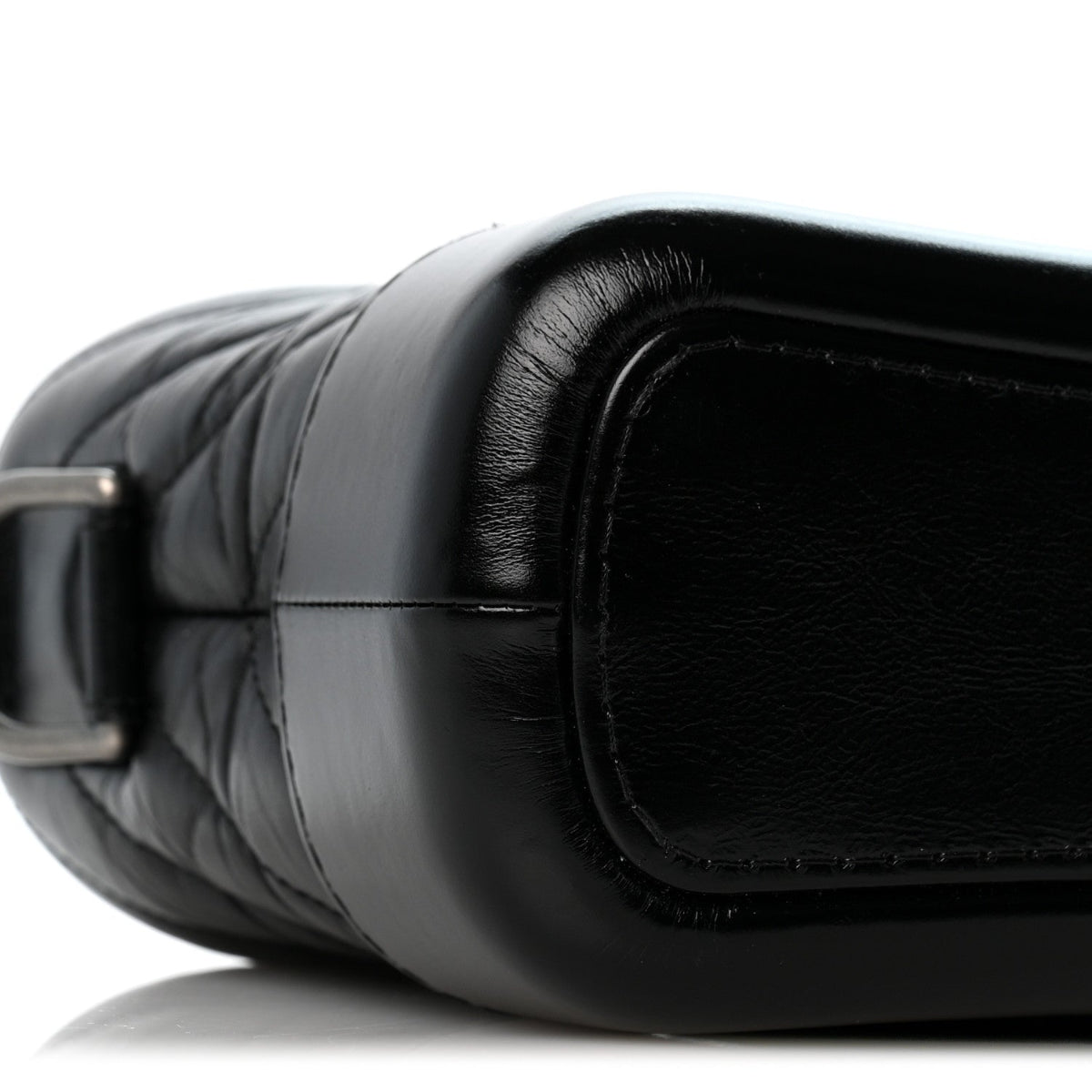 Aged Calfskin Chevron Quilted Small Gabrielle Hobo Black