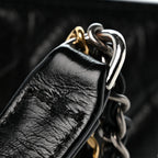 Aged Calfskin Chevron Quilted Small Gabrielle Hobo Black