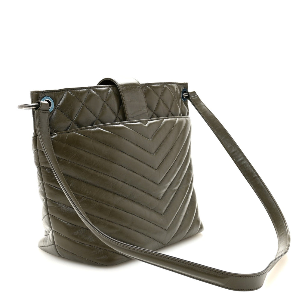 Aged Calfskin Quilted Mad About Quilting Small Hobo Green