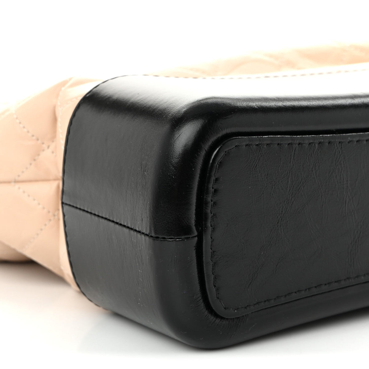 Aged Calfskin Quilted Medium Gabrielle Hobo Beige Black