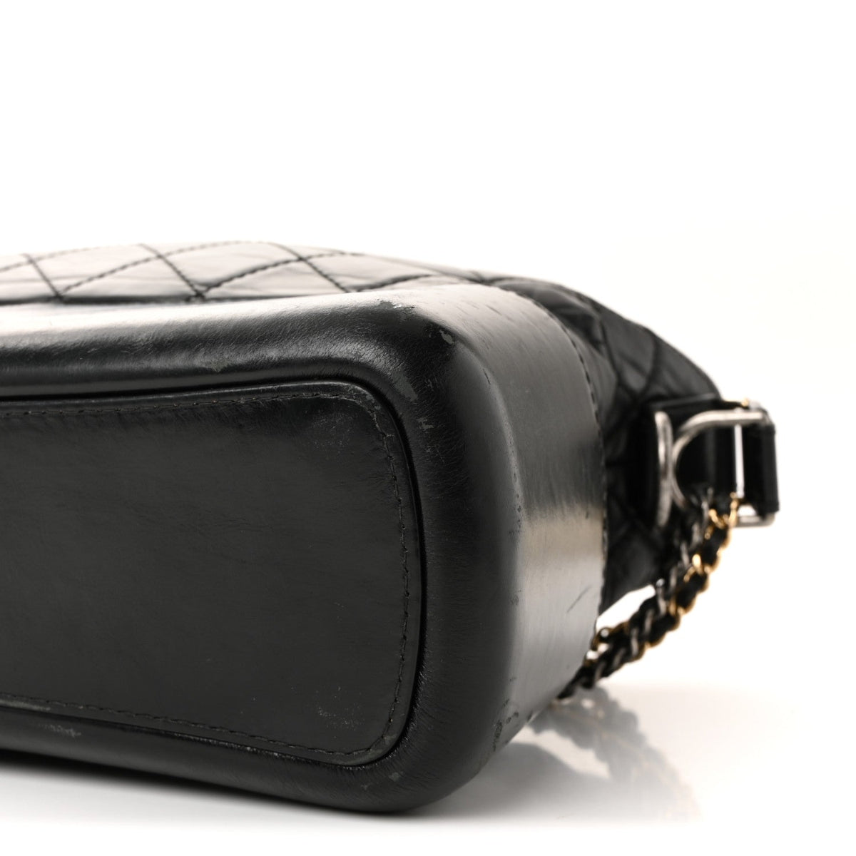 Aged Calfskin Quilted Medium Gabrielle Hobo Black