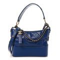 Aged Calfskin Quilted Medium Gabrielle Logo Hobo Blue