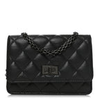 Aged Calfskin Quilted Mini Reissue Wallet On Chain WOC So Black