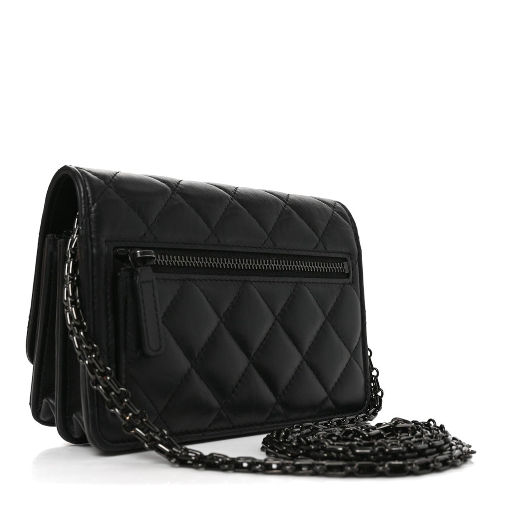 Aged Calfskin Quilted Mini Reissue Wallet On Chain WOC So Black