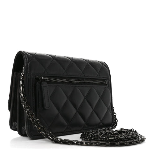 Aged Calfskin Quilted Mini Reissue Wallet On Chain WOC So Black