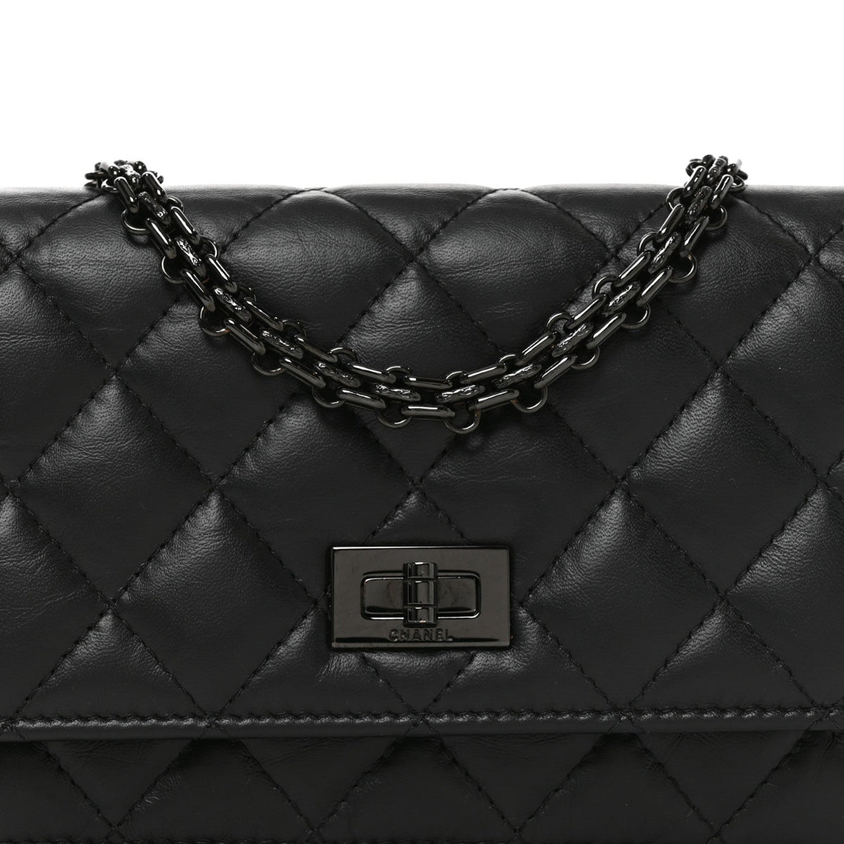 Aged Calfskin Quilted Mini Reissue Wallet On Chain WOC So Black