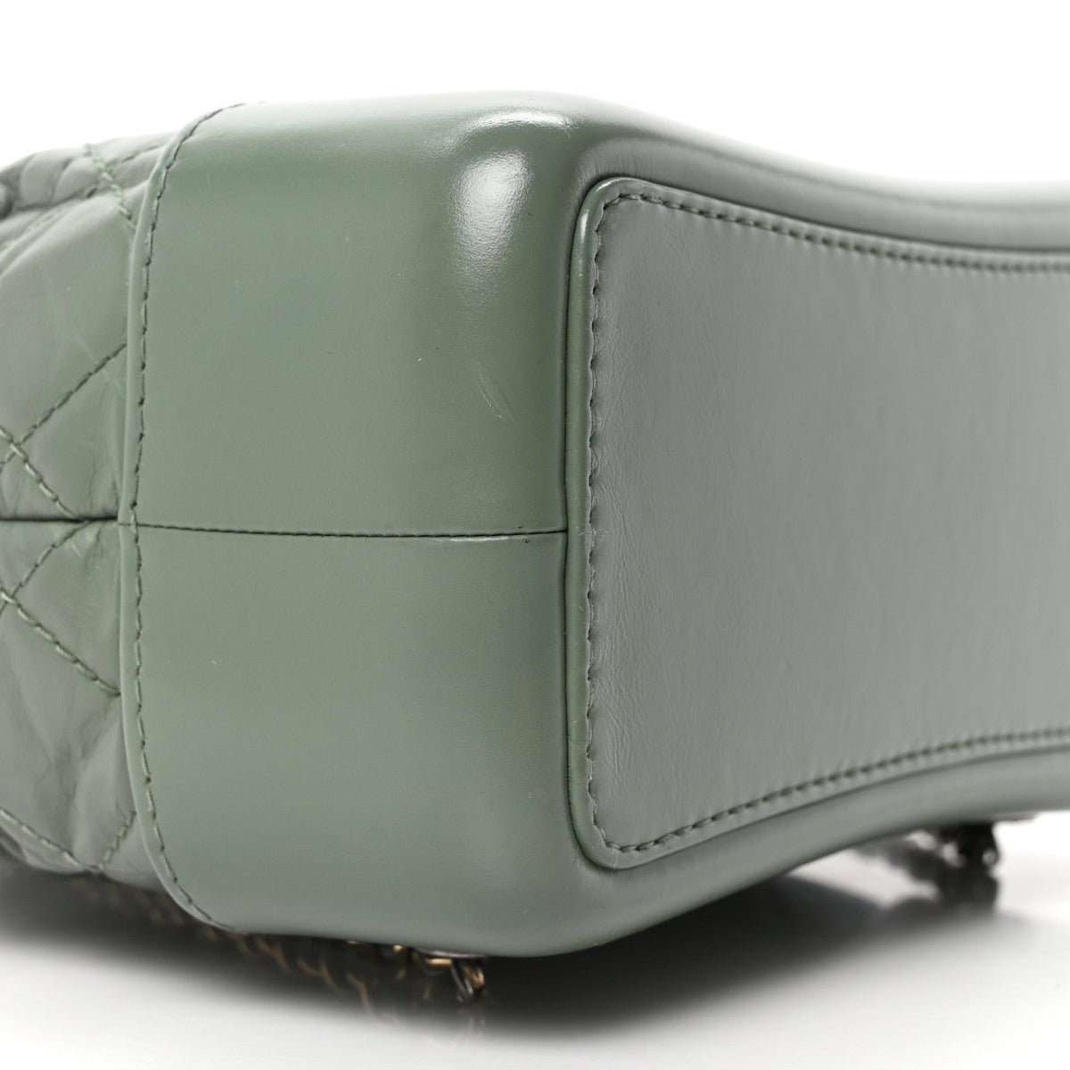 Aged Calfskin Quilted Small Gabrielle Backpack Green