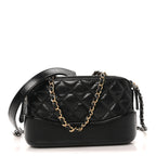 Aged Calfskin Quilted Small Gabrielle Clutch With Chain Black