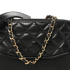 Aged Calfskin Quilted Small Gabrielle Clutch With Chain Black