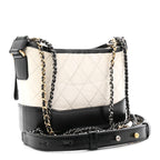 Aged Calfskin Quilted Small Gabrielle Hobo Black White