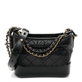 Aged Calfskin Quilted Small Gabrielle Hobo Black