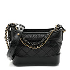 Aged Calfskin Quilted Small Gabrielle Hobo Black