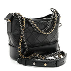 Aged Calfskin Quilted Small Gabrielle Hobo Black