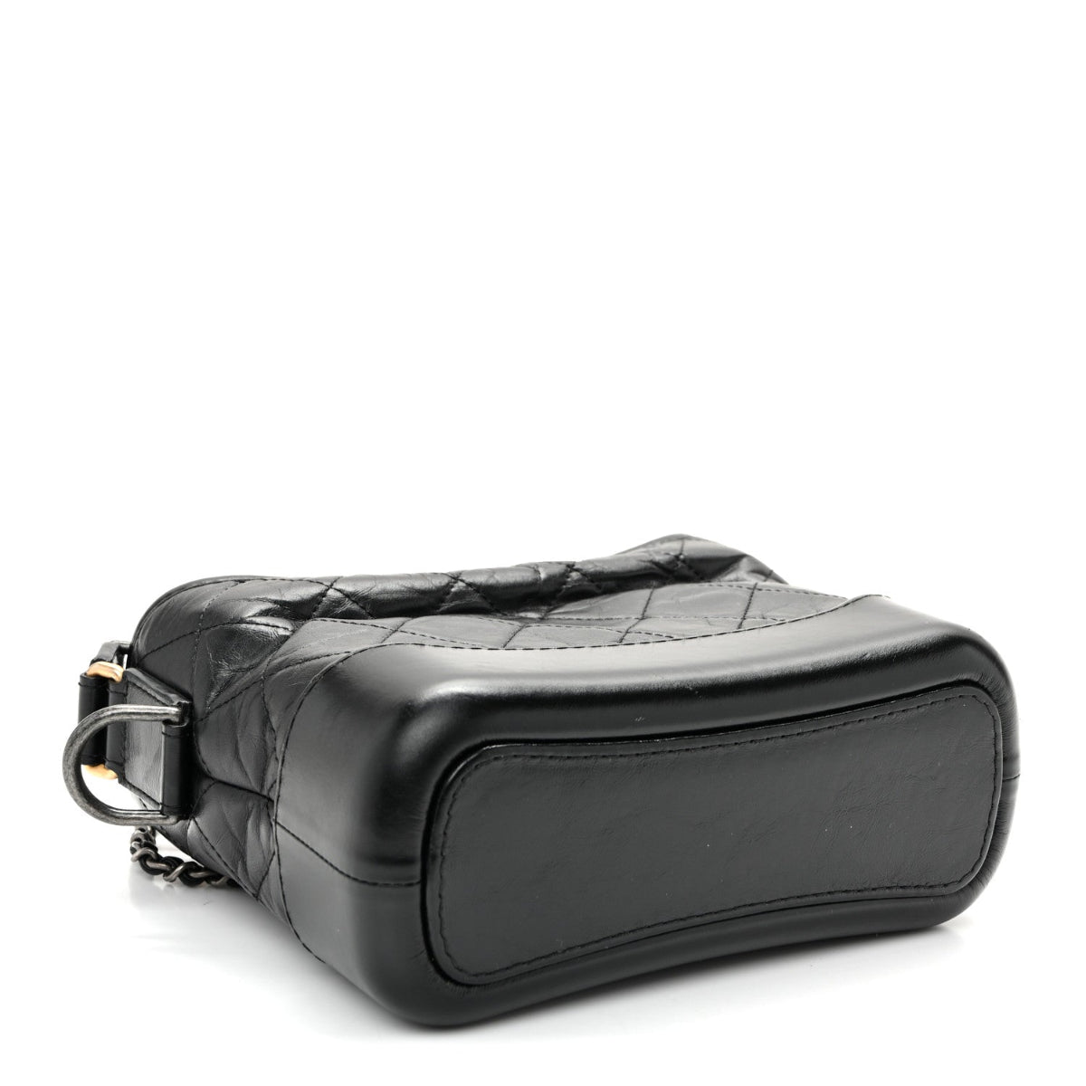 Aged Calfskin Quilted Small Gabrielle Hobo Black