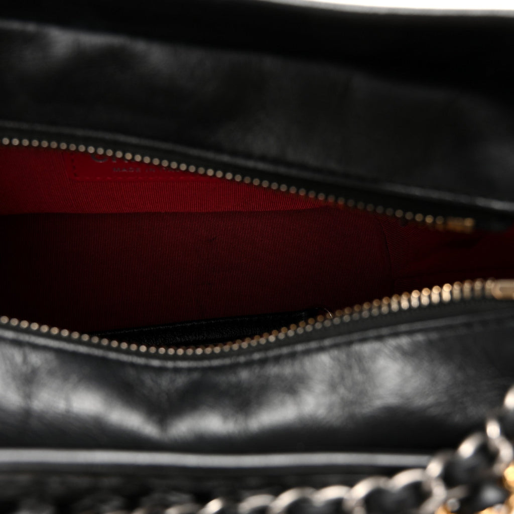 Aged Calfskin Quilted Small Gabrielle Hobo Black
