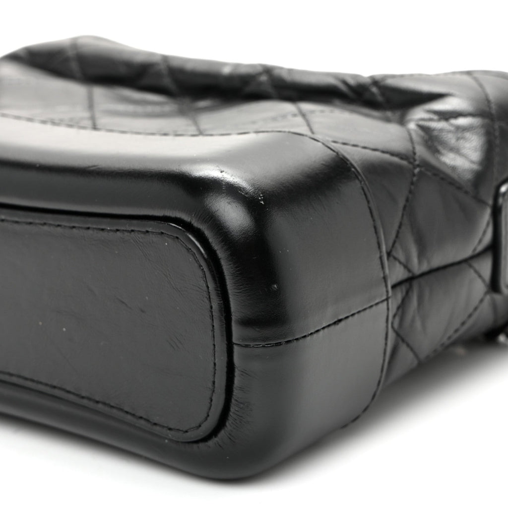Aged Calfskin Quilted Small Gabrielle Hobo Black