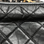 Aged Calfskin Quilted Small Gabrielle Hobo Black