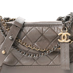 Aged Calfskin Quilted Small Gabrielle Hobo Grey