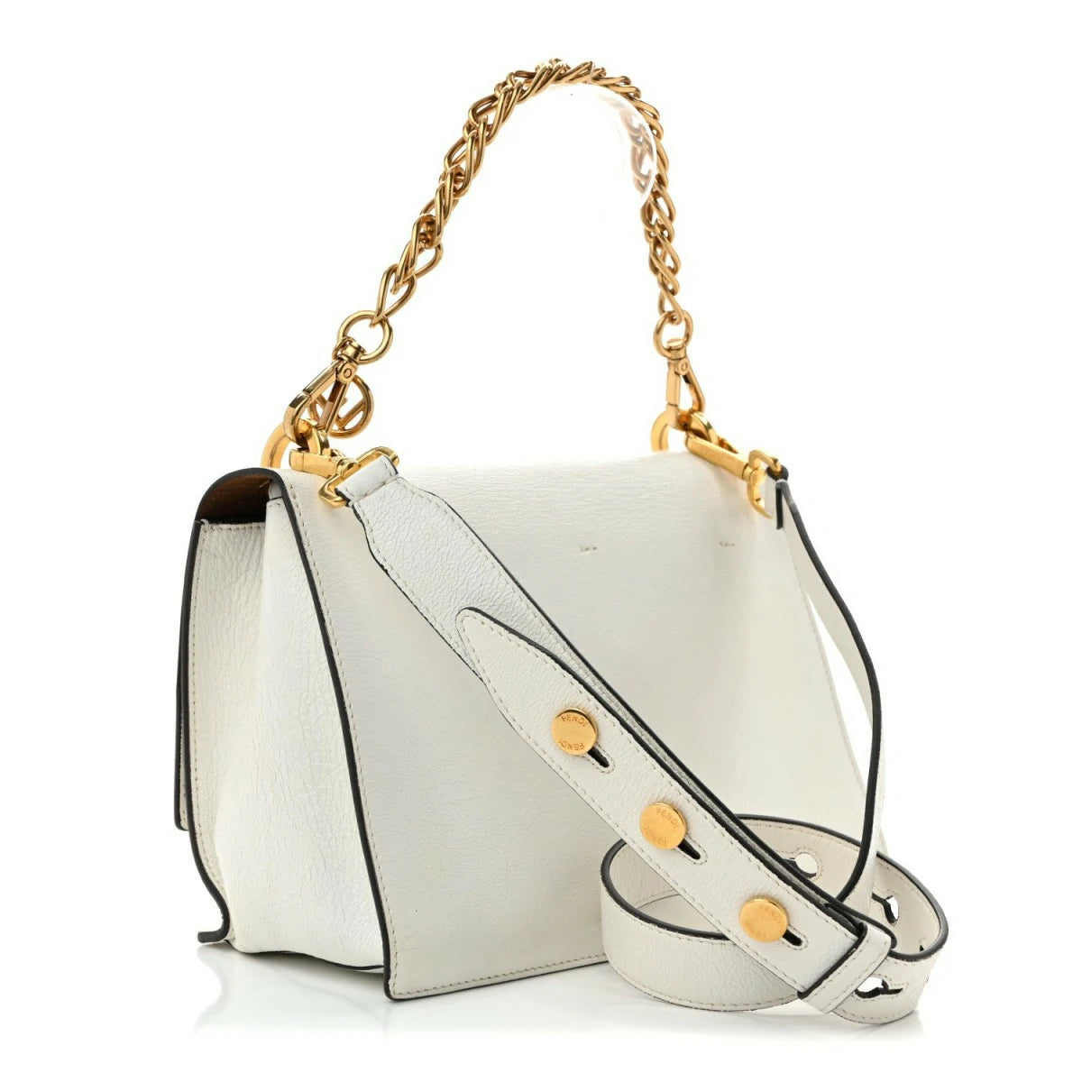 Agnello Old Shine F is Fendi Kan U Shoulder Bag White