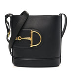 Arabella Calfskin Horsebit 73 Medium Bucket Bag Black