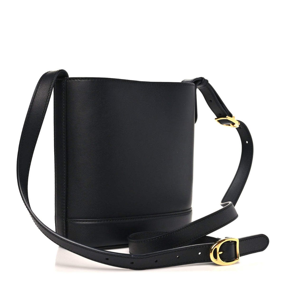 Arabella Calfskin Horsebit 73 Medium Bucket Bag Black