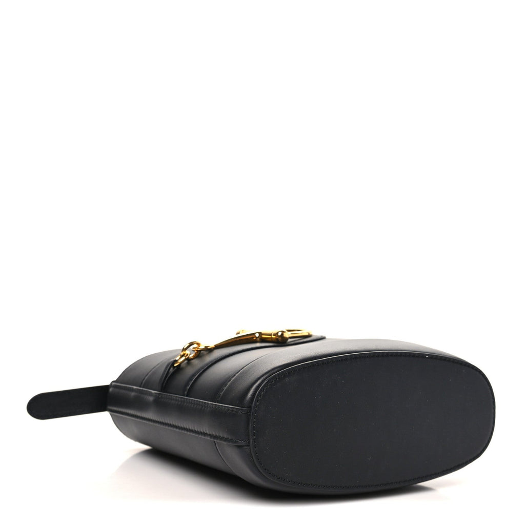 Arabella Calfskin Horsebit 73 Medium Bucket Bag Black
