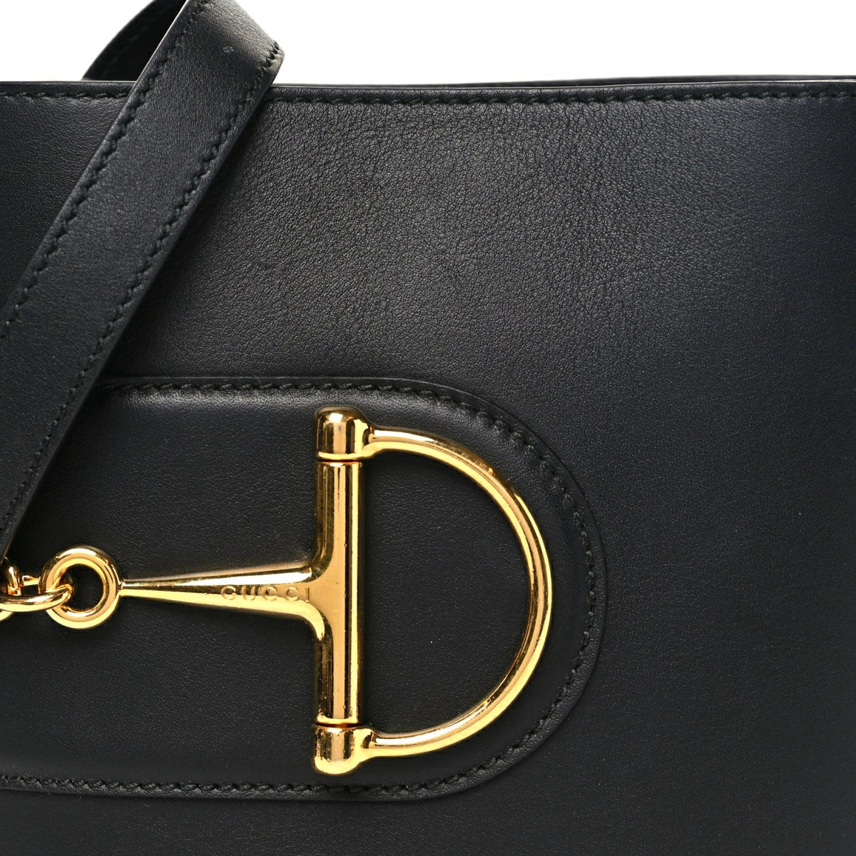 Arabella Calfskin Horsebit 73 Medium Bucket Bag Black