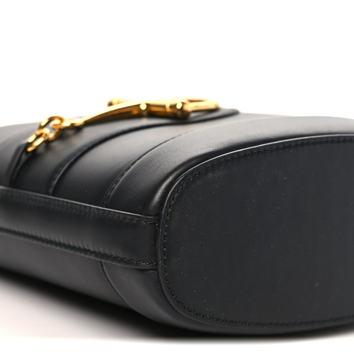 Arabella Calfskin Horsebit 73 Medium Bucket Bag Black