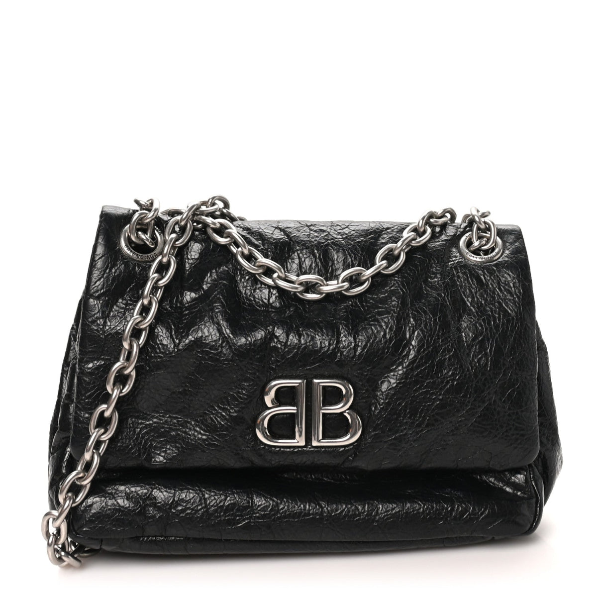 Arena Calfskin Mini Monaco Chain Shoulder Bag Black