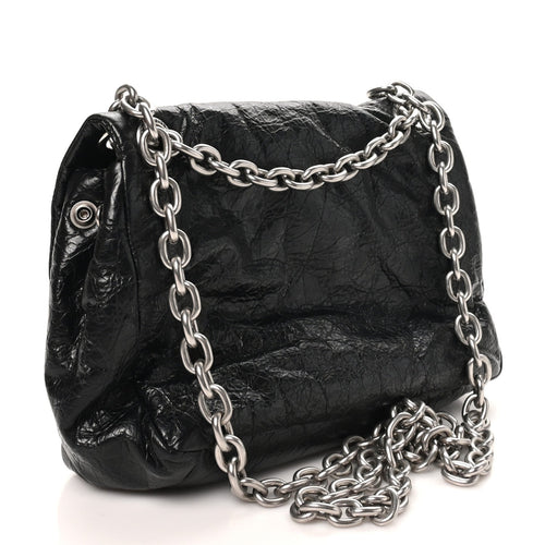 Arena Calfskin Mini Monaco Chain Shoulder Bag Black
