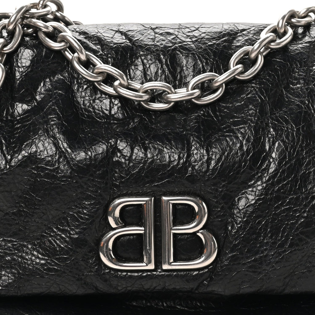 Arena Calfskin Mini Monaco Chain Shoulder Bag Black