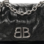 Arena Calfskin Mini Monaco Chain Shoulder Bag Black