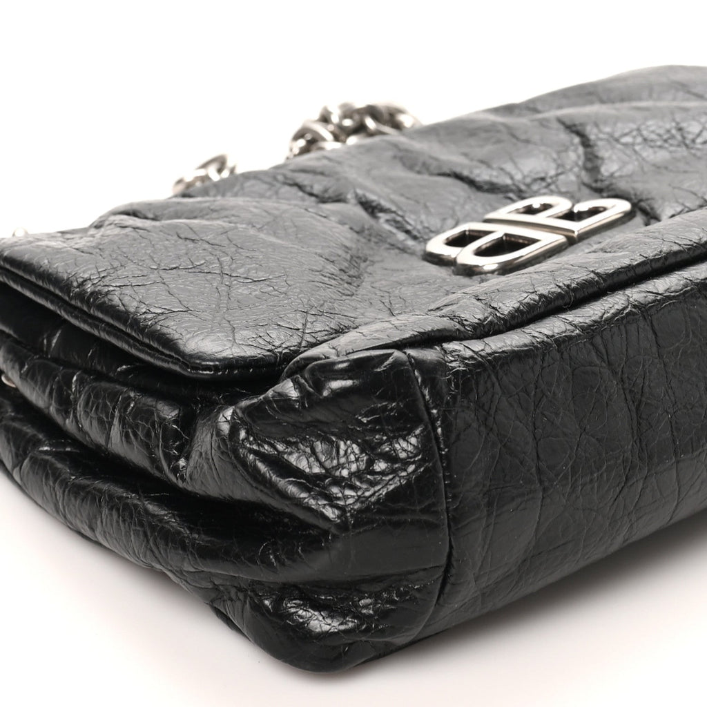Arena Calfskin Mini Monaco Chain Shoulder Bag Black