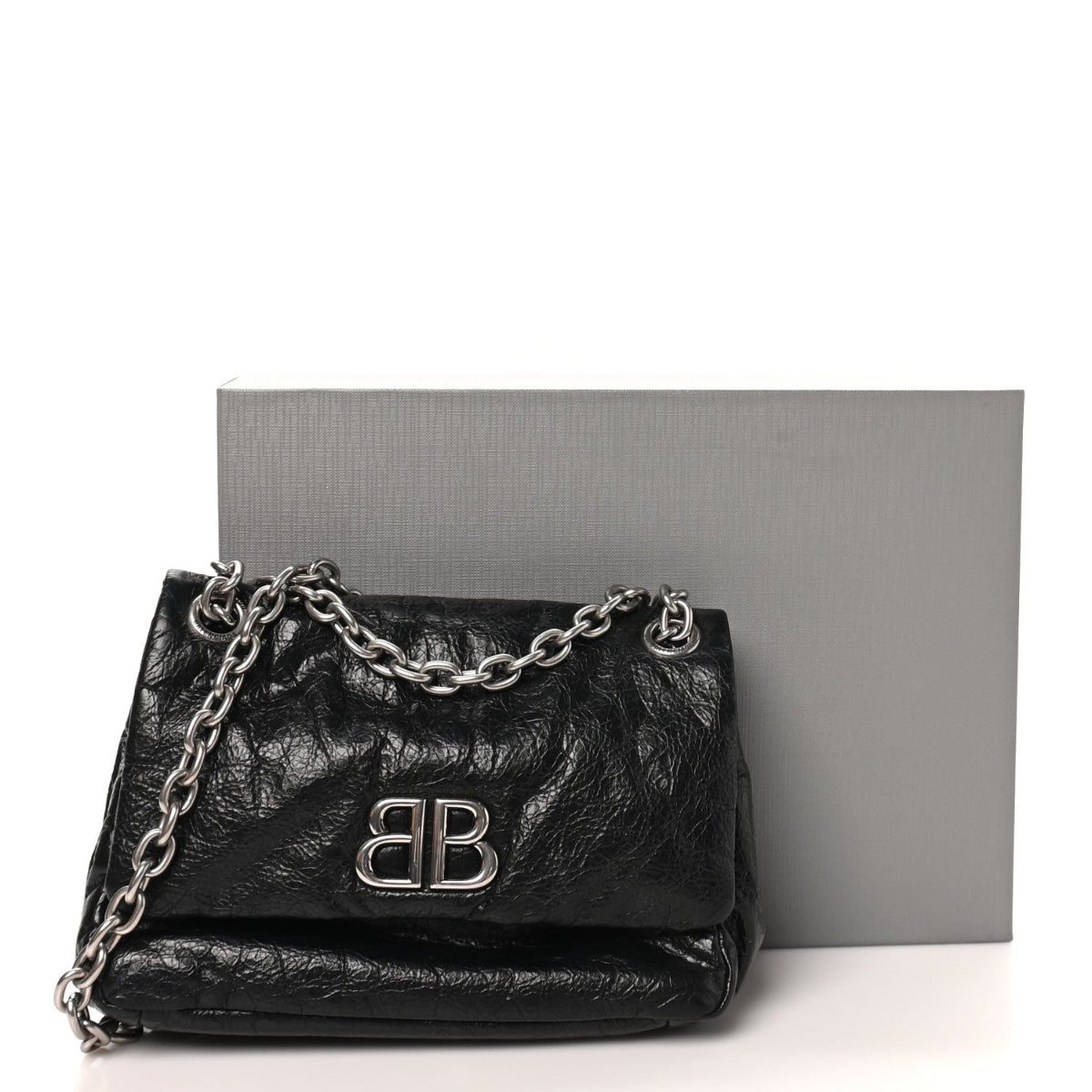 Arena Calfskin Mini Monaco Chain Shoulder Bag Black