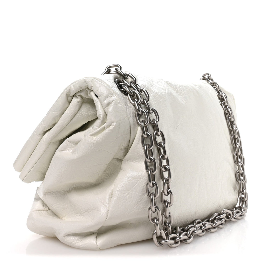 Arena Calfskin Nylon Medium Monaco Chain Shoulder Bag Optic White