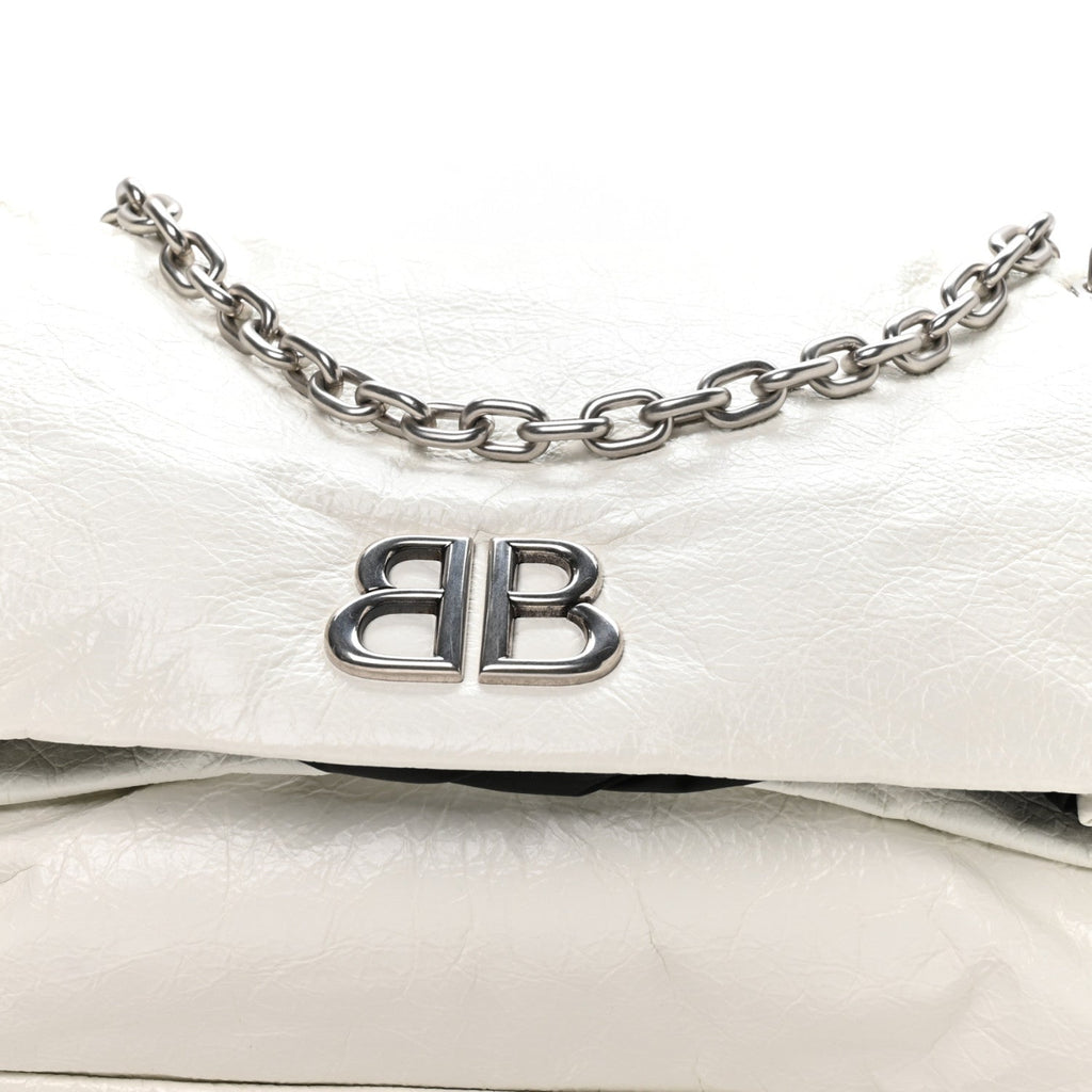 Arena Calfskin Nylon Medium Monaco Chain Shoulder Bag Optic White