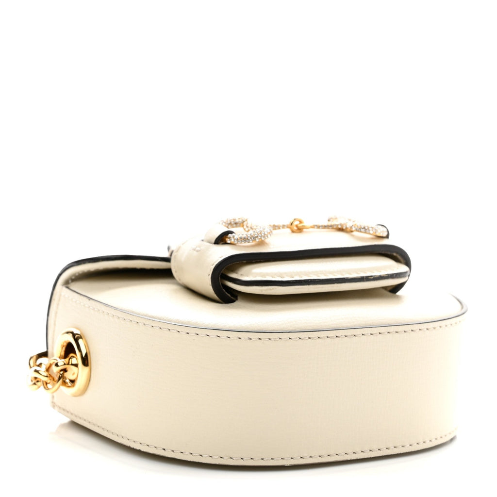 Azalea Calfskin Crystal GG Monogram Mini Horsebit 1955 Waist Bag Mystic White