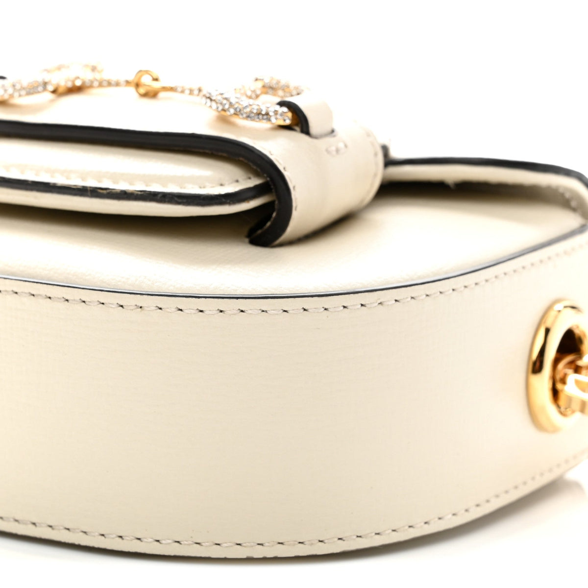 Azalea Calfskin Crystal GG Monogram Mini Horsebit 1955 Waist Bag Mystic White