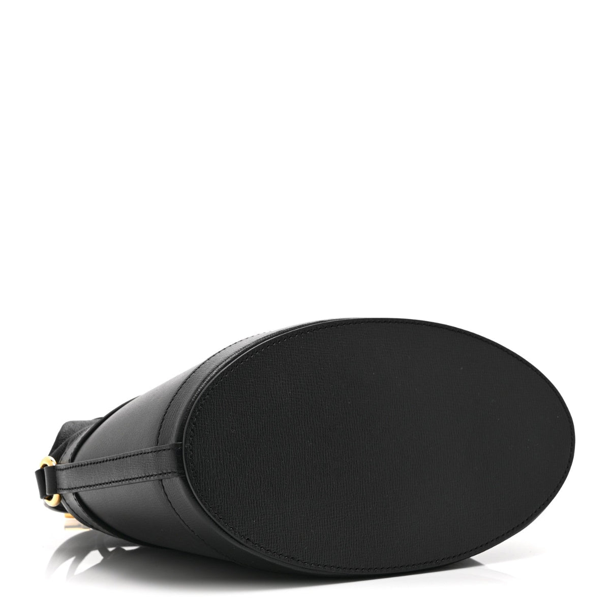 Azalea Sakai Calfskin Horsebit 1955 Drawstring Bucket Bag Black