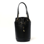 Azalea Sakai Calfskin Small Horsebit 1955 Drawstring Bucket Bag Black
