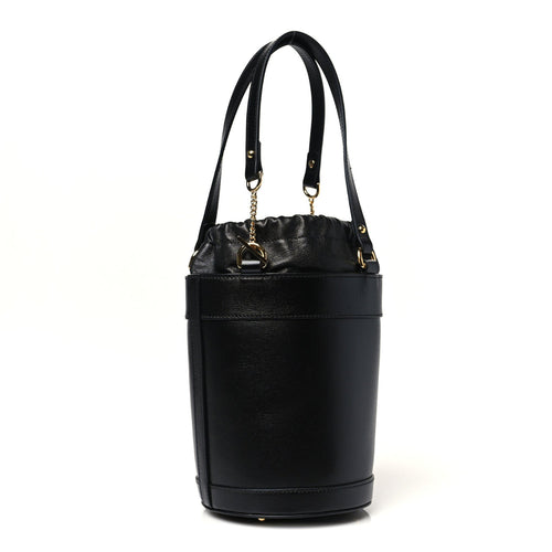 Azalea Sakai Calfskin Small Horsebit 1955 Drawstring Bucket Bag Black