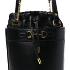 Azalea Sakai Calfskin Small Horsebit 1955 Drawstring Bucket Bag Black