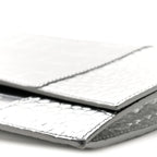 Metallic Calfskin Crocodile Embossed Hourglass Flap Flat Pouch Silver