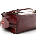 Semi Shiny Calfskin Crocodile Embossed Neo Classic Gold Hardware Mini City Dark Red
