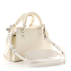 Semi Shiny Calfskin Crocodile Embossed Neo Classic Silver Hardware Mini City White