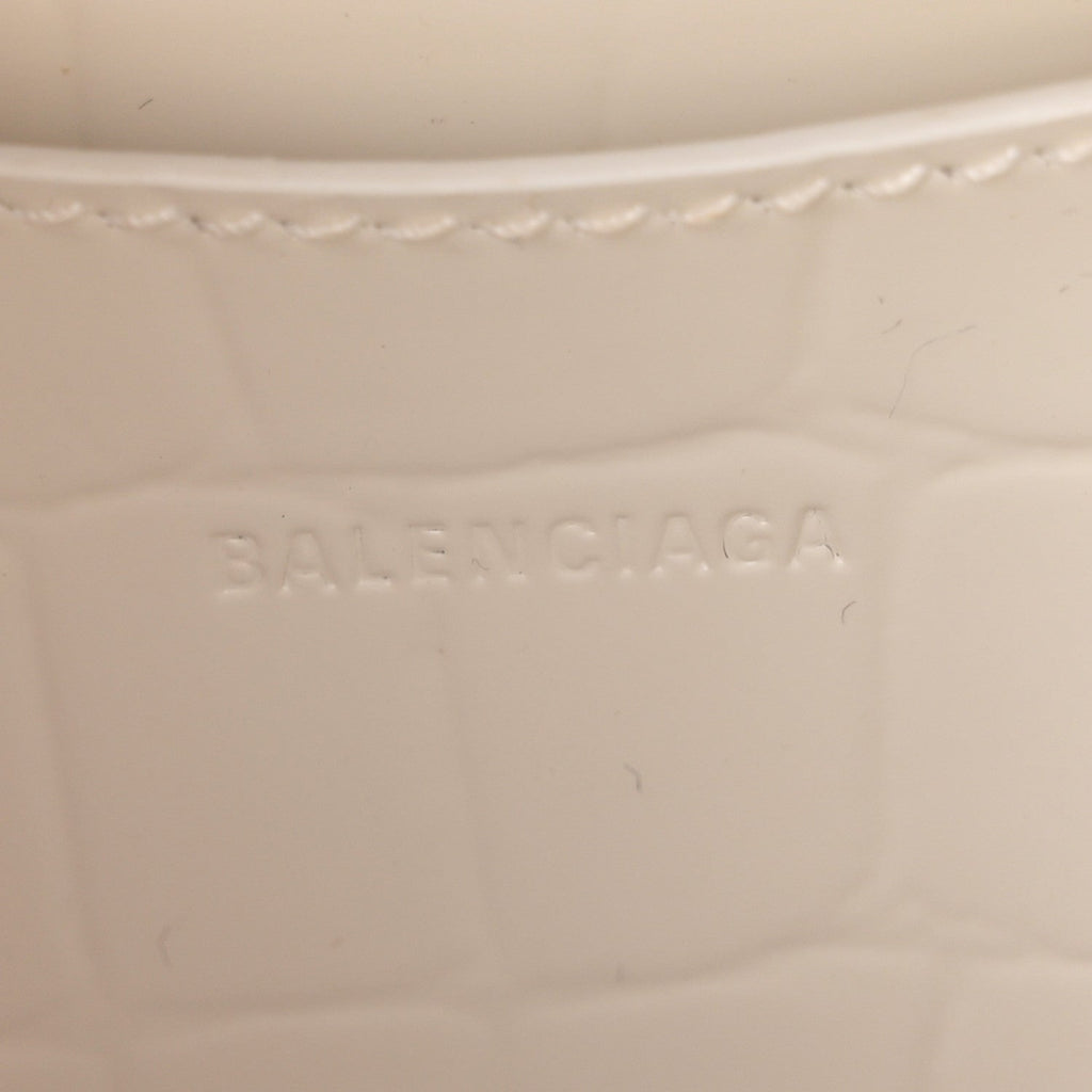 Semi Shiny Calfskin Crocodile Embossed Neo Classic Silver Hardware Mini City White