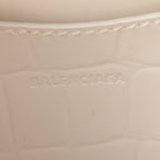 Semi Shiny Calfskin Crocodile Embossed Neo Classic Silver Hardware Mini City White