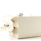 Semi Shiny Calfskin Crocodile Embossed Neo Classic Silver Hardware Mini City White
