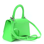 Shiny Box Calfskin Hourglass Top Handle Bag XS Fluo Green
